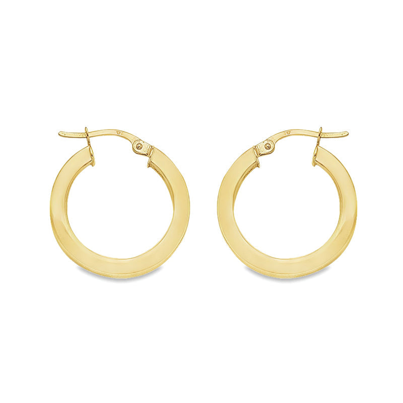 2.5 MM Square Tube Hoop Earrings In 10K, 14K Yellow Gold