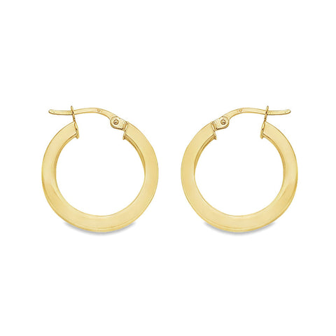2.5 MM Square Tube Hoop Earrings In 10K, 14K Yellow Gold