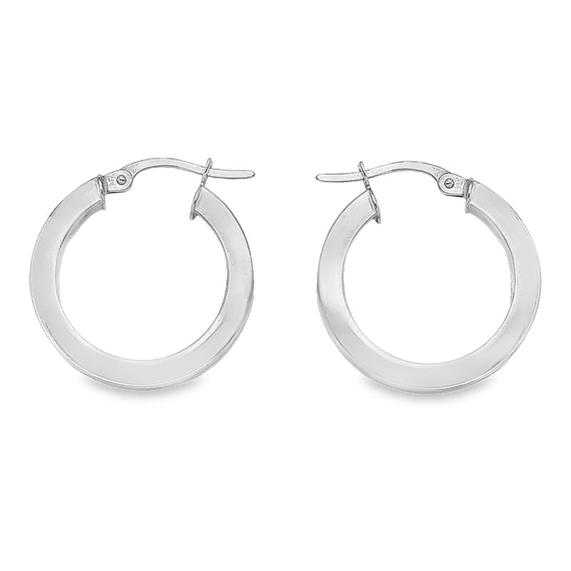 10K, 14K White Gold 2.5 MM Square Tube Hoop Earrings