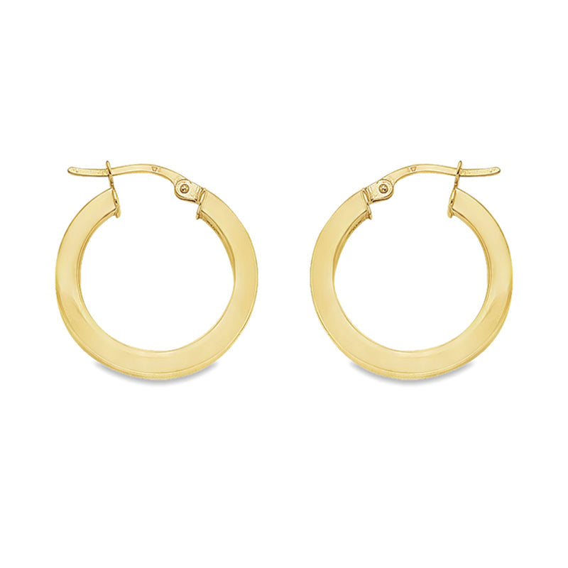 10K, 14K Yellow Gold 2.5 MM Square Tube Hoop Earrings