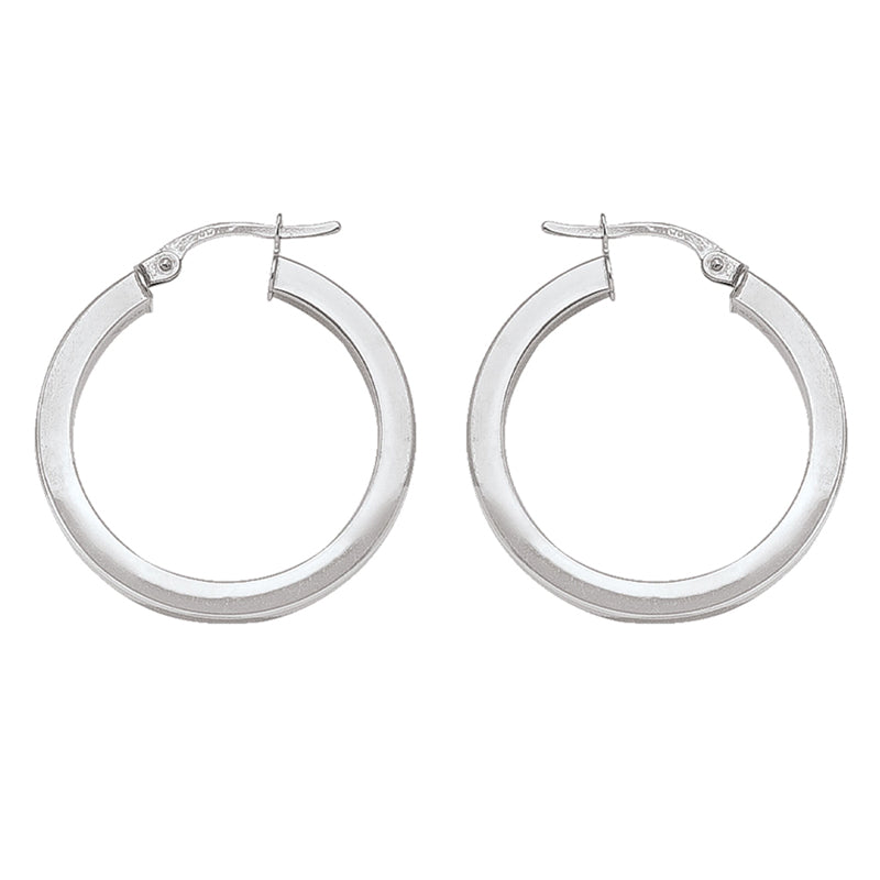 2.5 MM Square Tube With 10K, 14K White Gold Hoop Earrings