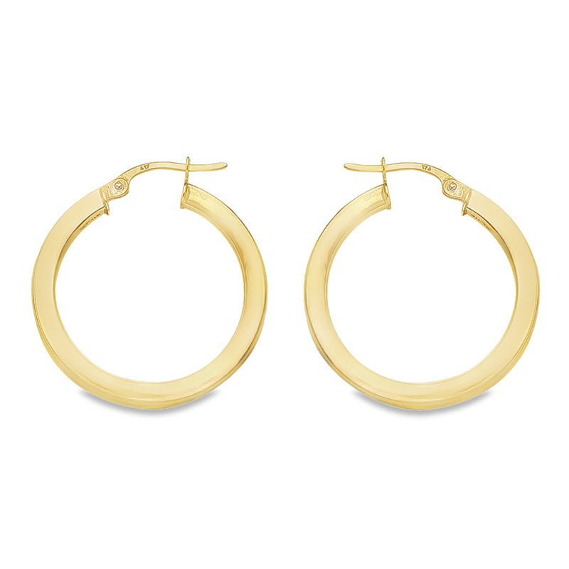 2.5 MM Square Tube 10K, 14K Yellow Gold Hoop Earrings