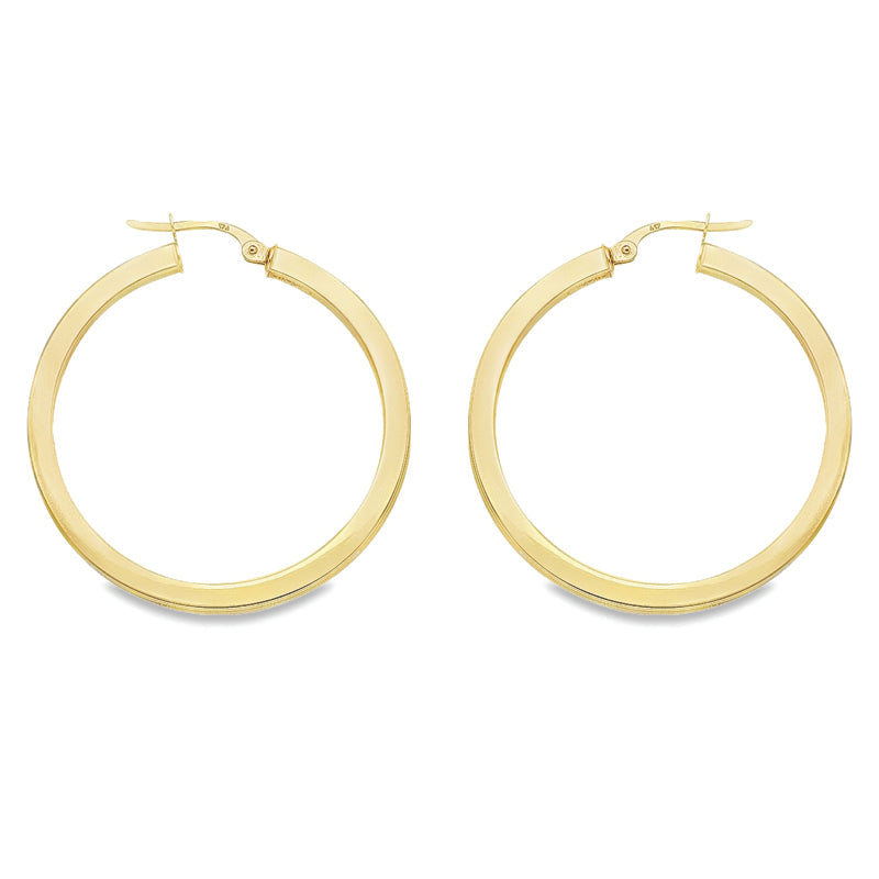 2.5 MM Square Tube Solid 10K, 14K Yellow Gold Hoop Earrings