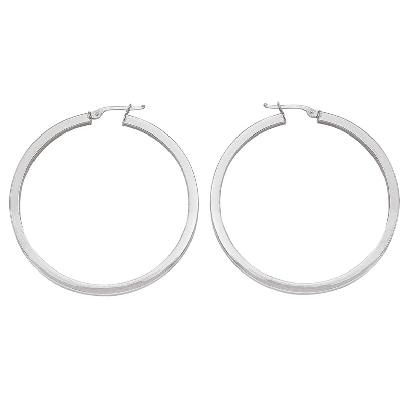 2.5 MM Square Tube Hoop Earrings In Solid 10K, 14K White Gold