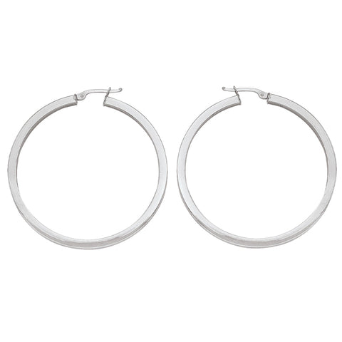 2.5 MM Square Tube Hoop Earrings In Solid 10K, 14K White Gold
