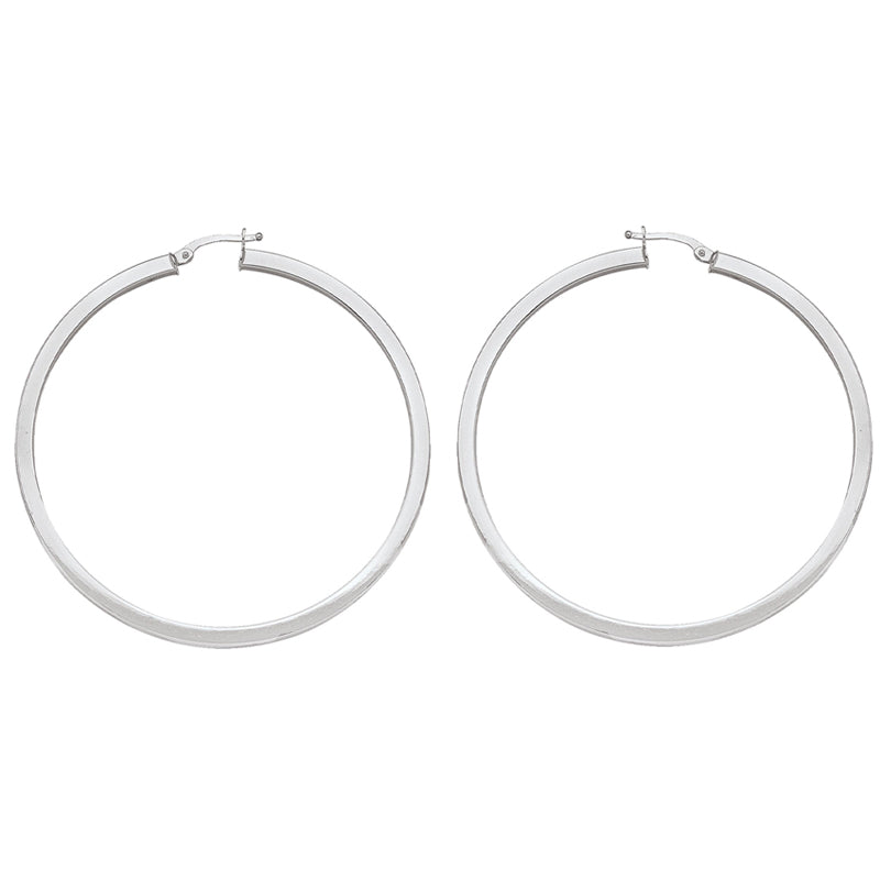 Square Tube 2.5 MM Hoop Earrings in 10K, 14K White Gold