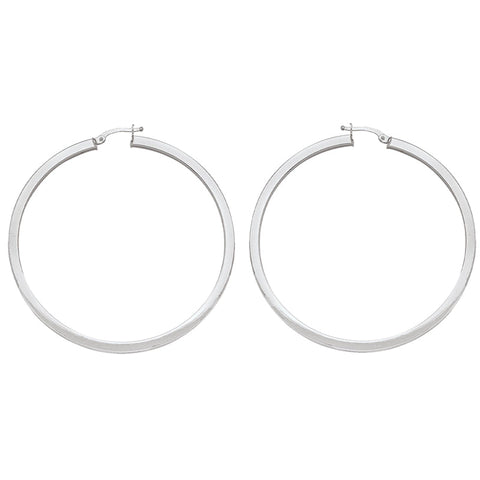 Square Tube 2.5 MM Hoop Earrings in 10K, 14K White Gold