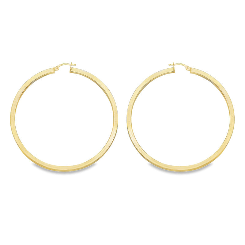 2.5 MM Square Tube Hoop Earrings In Solid 10K, 14K Yellow Gold