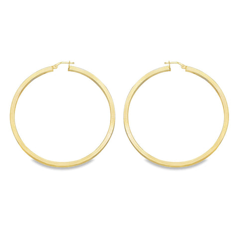 2.5 MM Square Tube Hoop Earrings In Solid 10K, 14K Yellow Gold