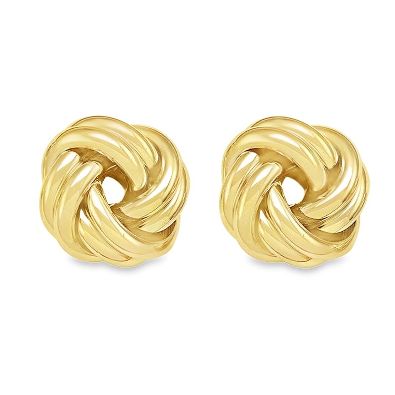 14K Yellow Gold Love Knot Stud Earrings