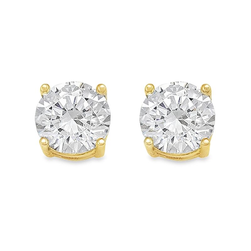 10K Yellow Gold 7mm CZ Stud Earrings