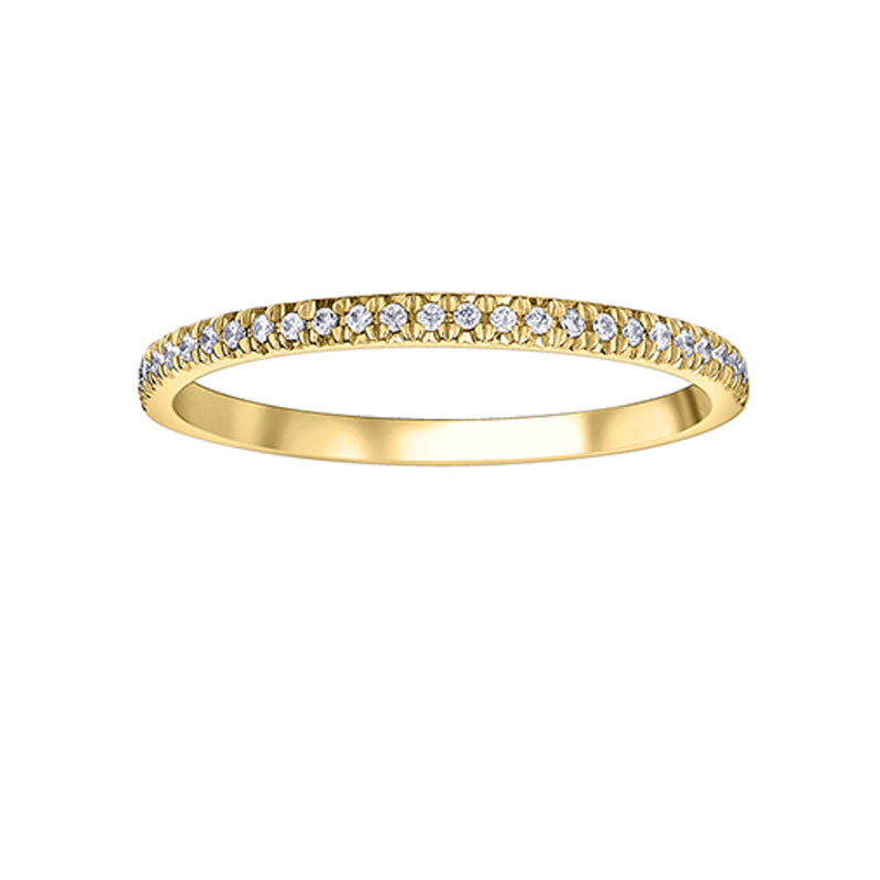 10K Yellow Gold 0.15TDW Diamond Claw Set Wedding Band