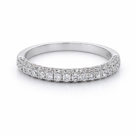 14K White Gold 0.70TDW Diamond Three Sided Wedding Anniversary Band
