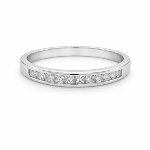 14K White Gold 0.25CT Princess Cut Diamond Wedding Band