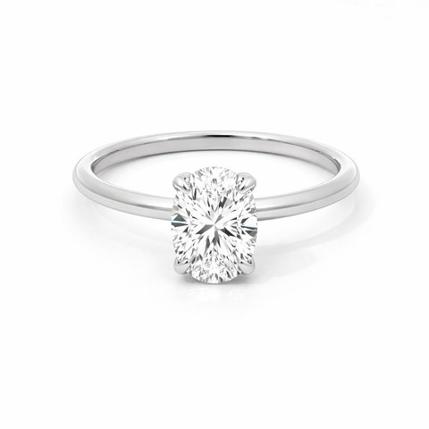 14K White Gold 1.00CT Lab Diamond Oval Engagement Ring