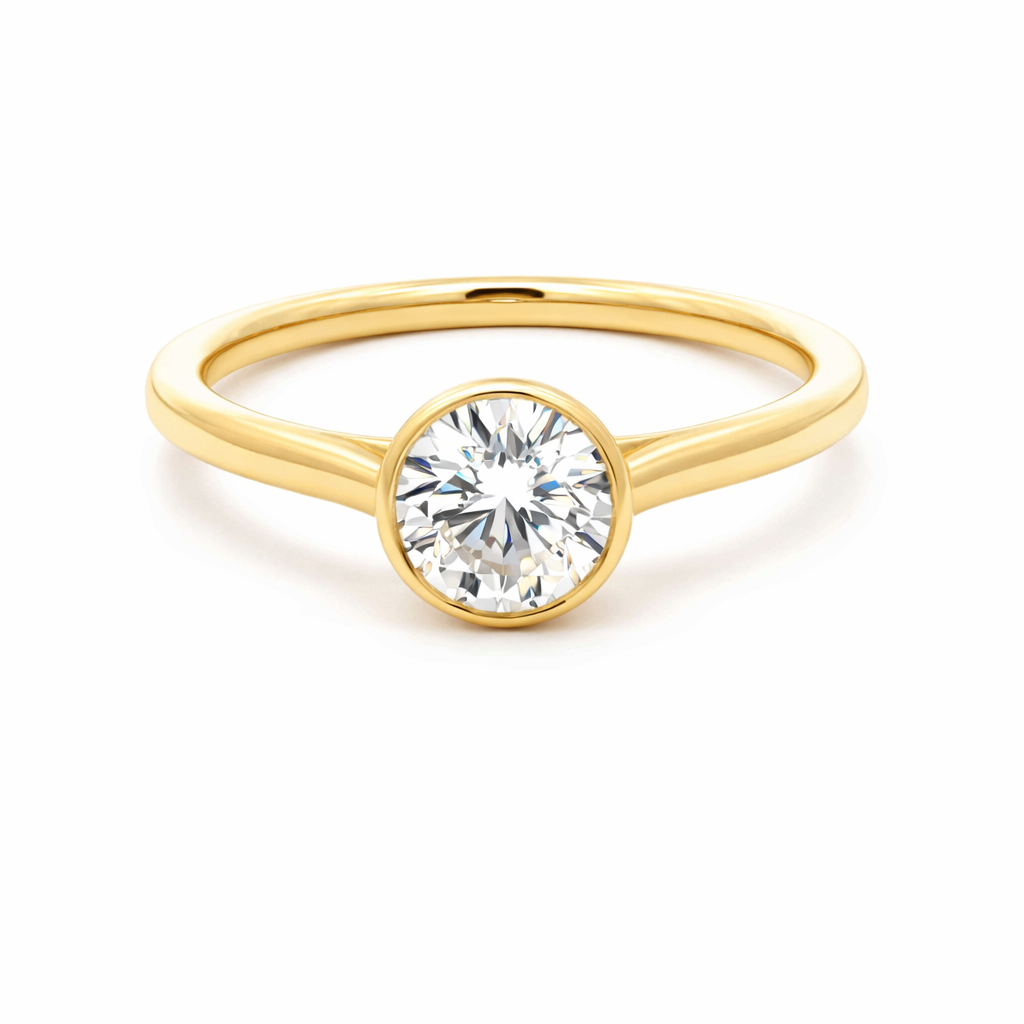 14K Yellow Gold 1.04CT Lab Grown Diamond Solitaire Bezel Ring