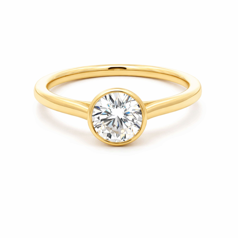 14K Yellow Gold 1.04CT Lab Grown Diamond Solitaire Bezel Ring