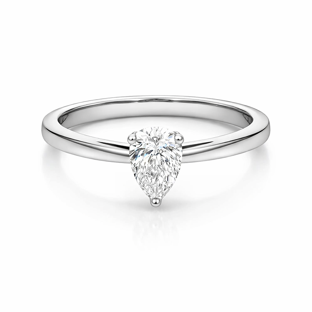 14K White Gold 0.50CT Pear Lab Grown Diamond Ring