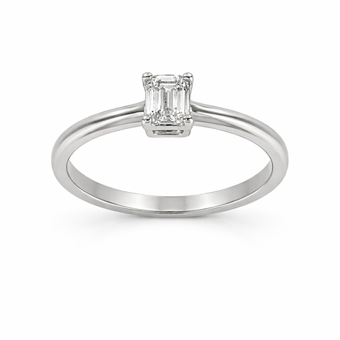 14K White Gold 0.50CT Emerald Cut Lab Grown Diamond Ring