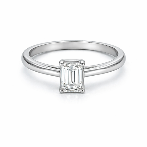 14K White Gold 0.50CT Emerald Cut Lab Grown Diamond Ring