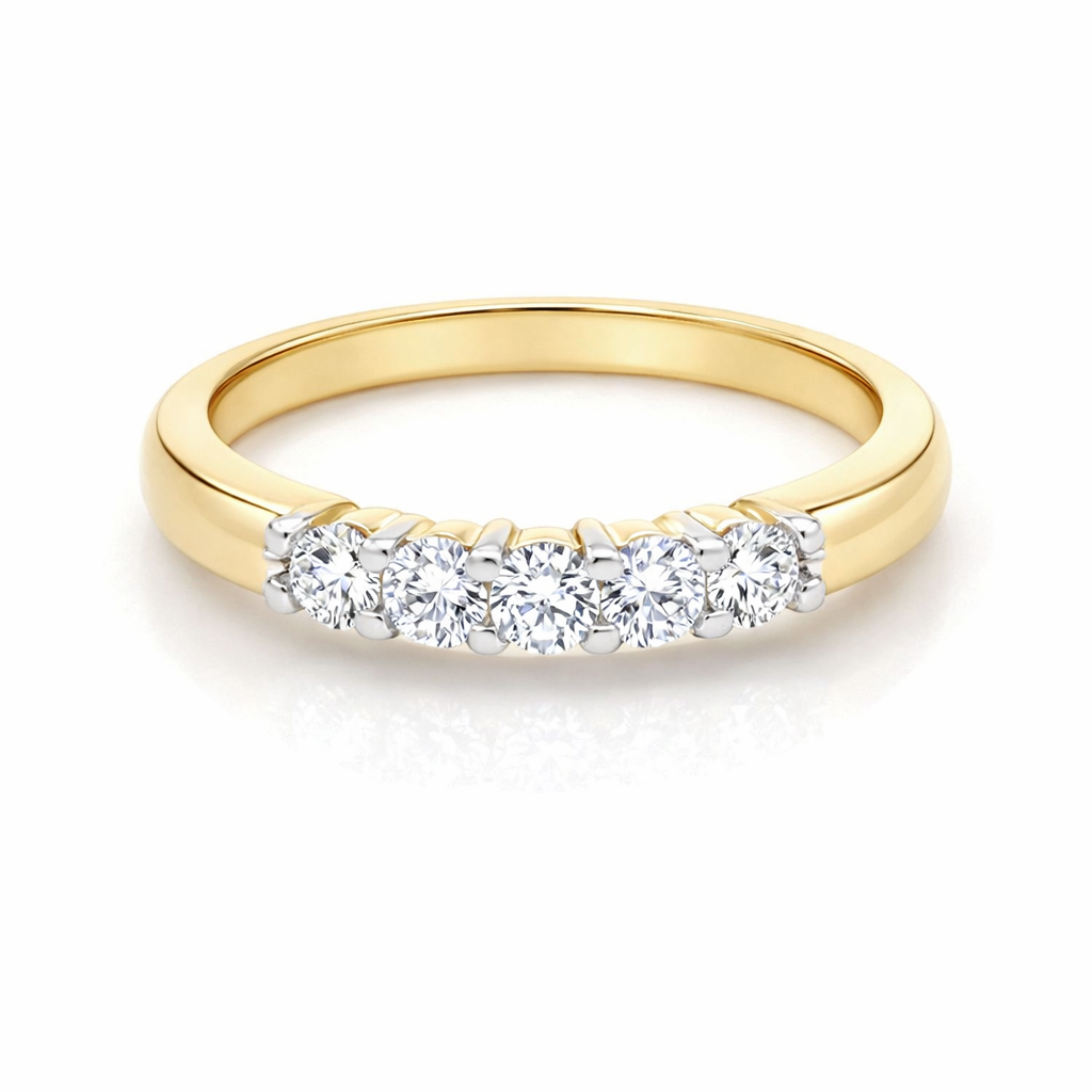 10K Yellow Gold 0.25TDW Lab Grown Diamond 5 Stone Band