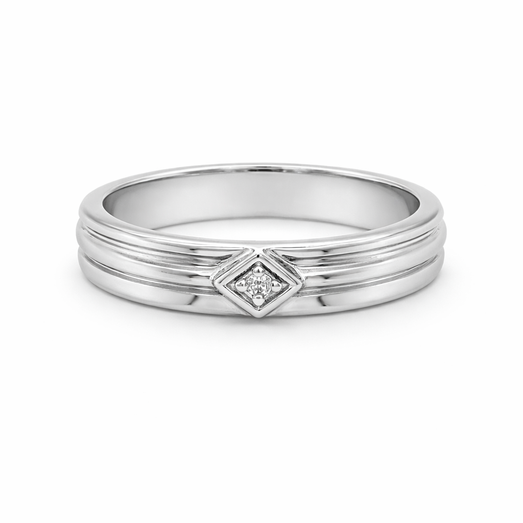 0.02TDW 10K White Gold Diamond Women's Wedding Band