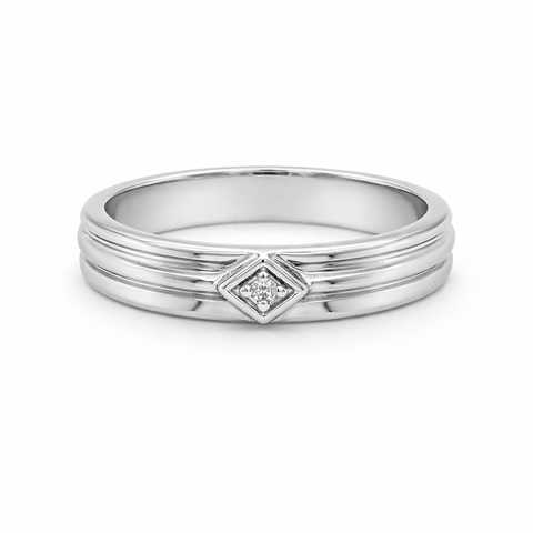 0.02TDW 10K White Gold Diamond Women's Wedding Band