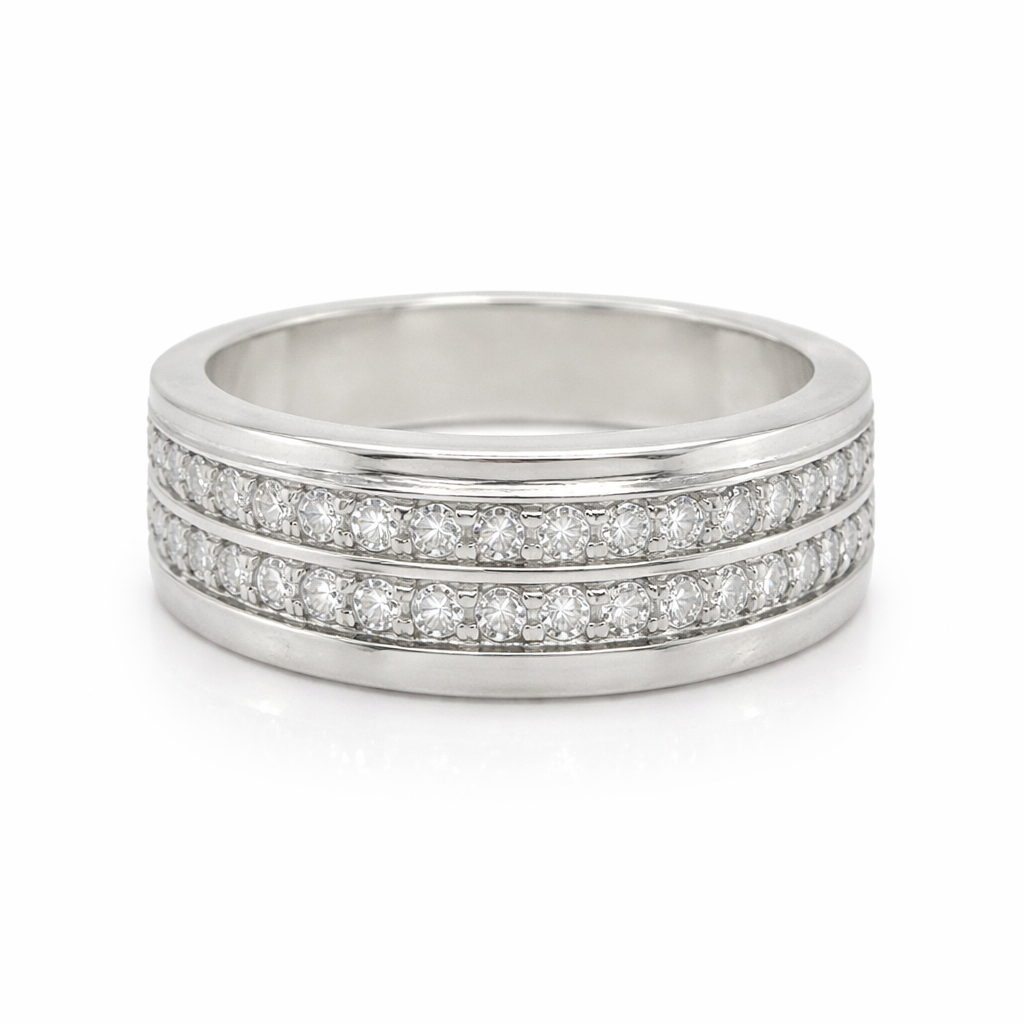 0.50TDW Diamond Men's Wedding Band in 10K White Gold