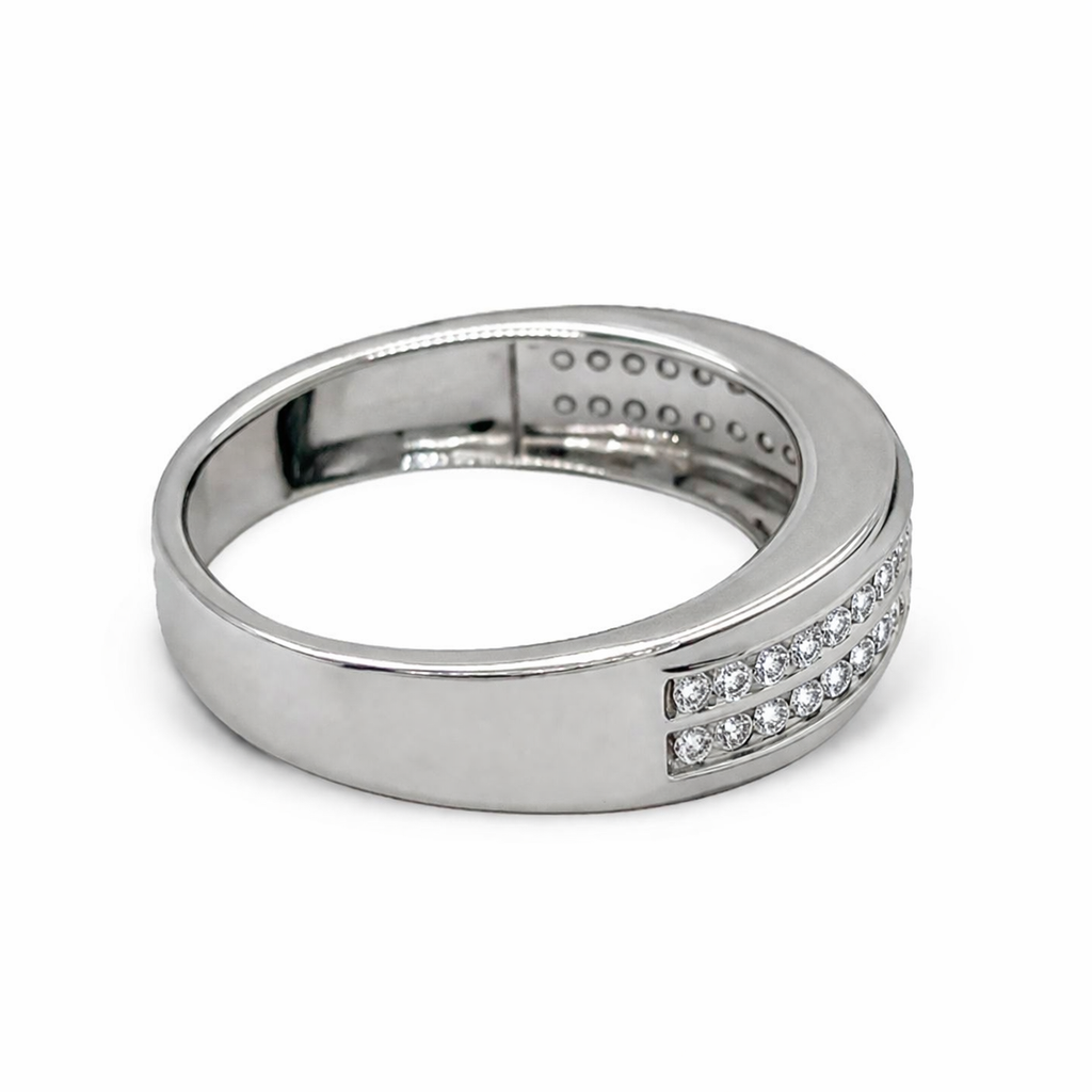 0.50TDW Diamond Men's Wedding Band in 10K White Gold