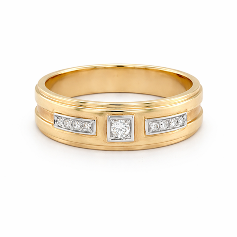 0.10TDW Diamond Men's Band in 10K Yellow Gold