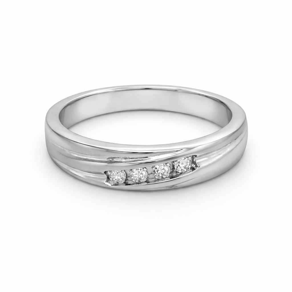 10k White Gold Ladies Round Diamond Wedding Band With 0.15TDW