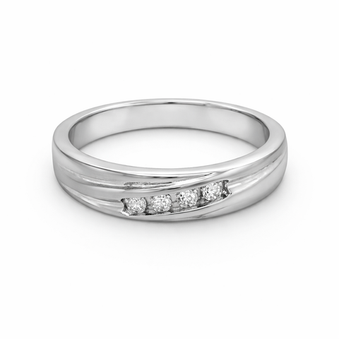 10k White Gold Ladies Round Diamond Wedding Band With 0.15TDW