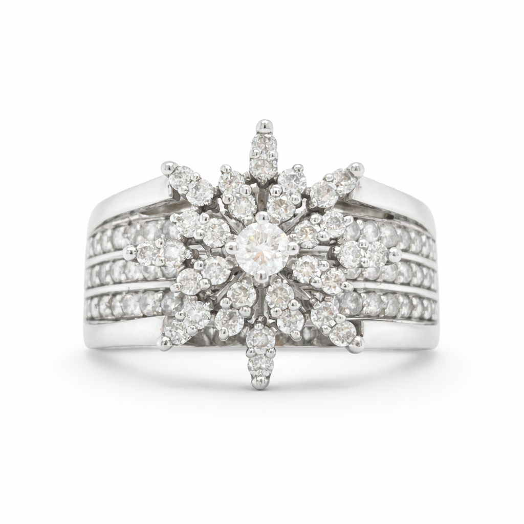 0.75 Ct TDW Diamond 10K White Gold Star Bright Special Ring