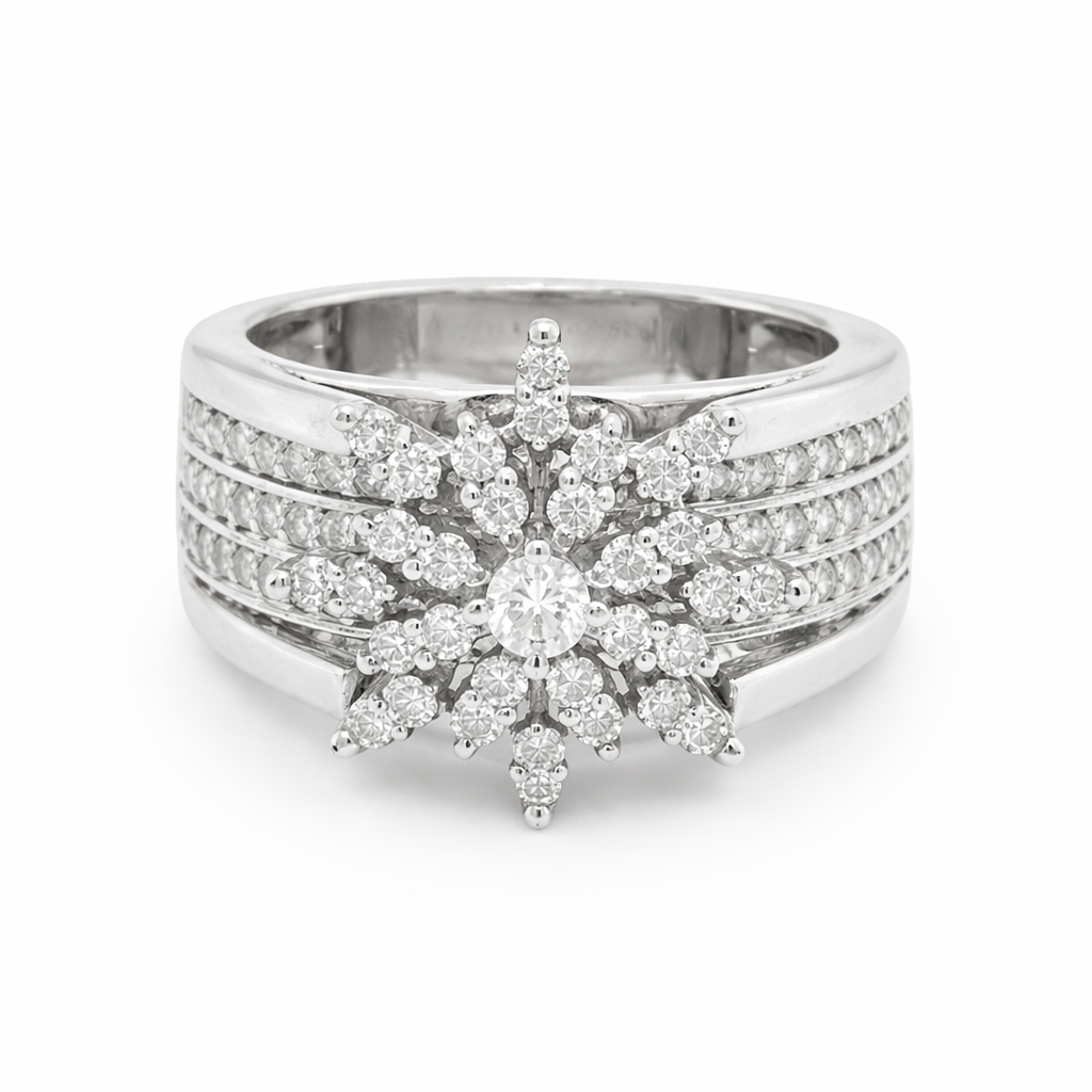 0.75 Ct TDW Diamond 10K White Gold Star Bright Special Ring