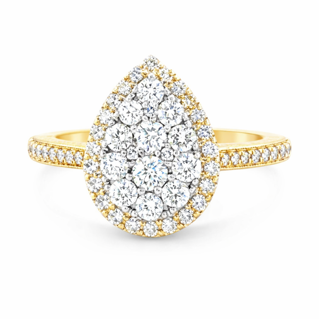 0.75TDW Diamond Pear Shape Ring in 10K Yellow Gold