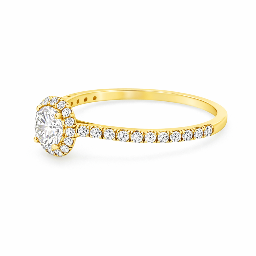 14K Yellow Gold 0.84tdw Lab Grown Halo Diamond Engagement Ring