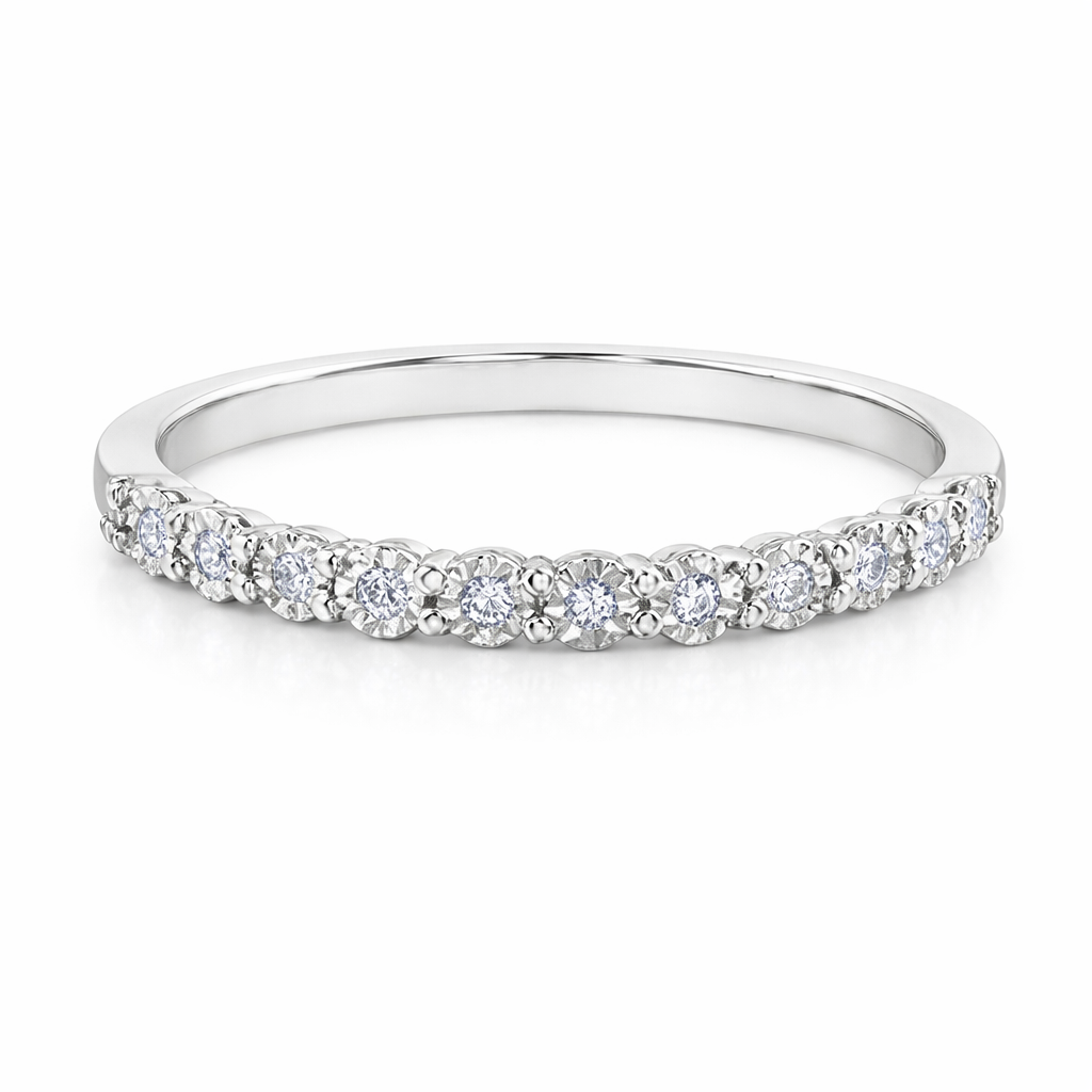 10K White Gold 0.06TDW Diamond Illusion set Band