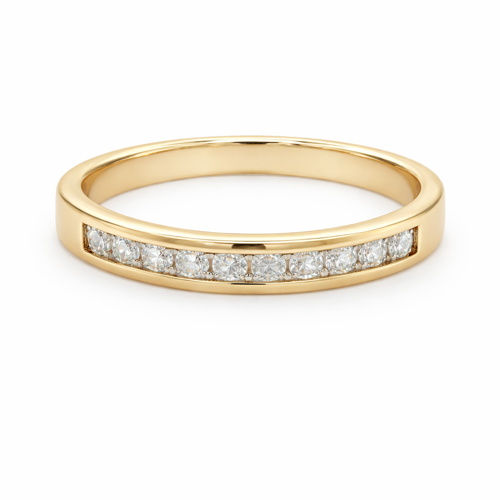0.20TDW diamond Comfort fit Anniversary &amp; Wedding Band in 10k Yellow Gold