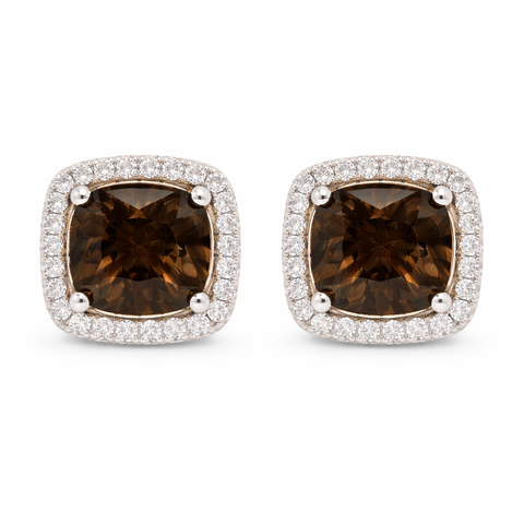June Birthstone Rhodolite Color CZ Earrings In Sterling Silver