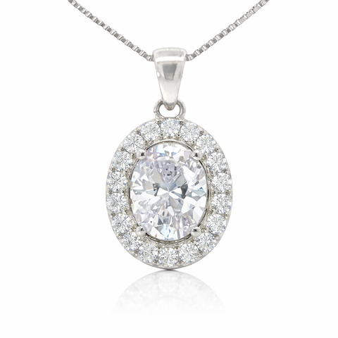 April Birthstone Color CZ Pendant in Sterling Silver