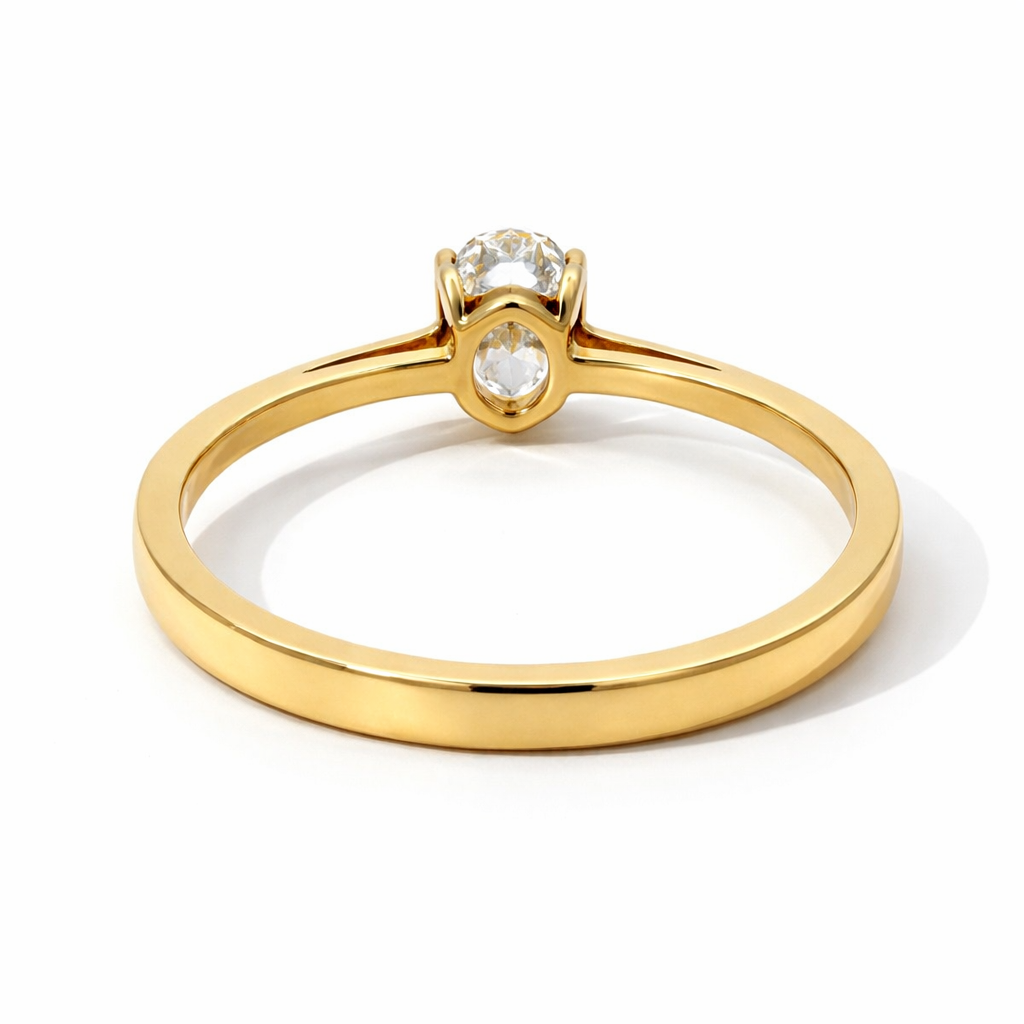 14K Yellow Gold 0.50CT Oval Lab Grown Diamond Ring