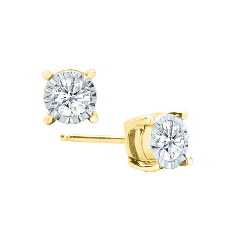 10K Yellow Gold Diamond Fashion Earrings with Round Cut Stones