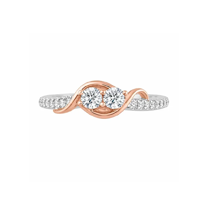 14K White and Rose Gold 0.50TDW Two Diamond Engagement Ring