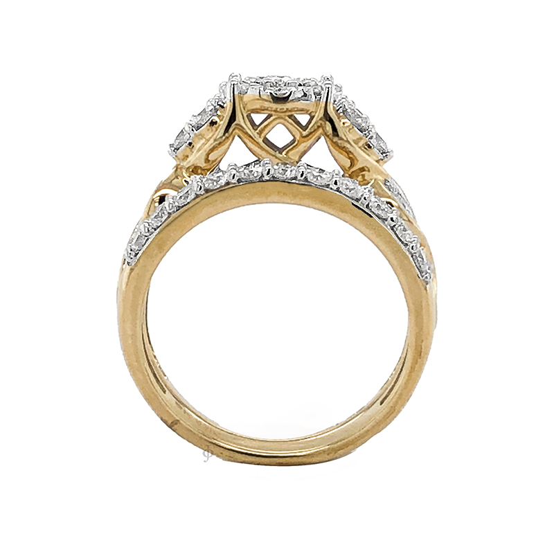 10K Yellow Gold 1.00TDW Diamond Imperial Illusion Head Wedding Set