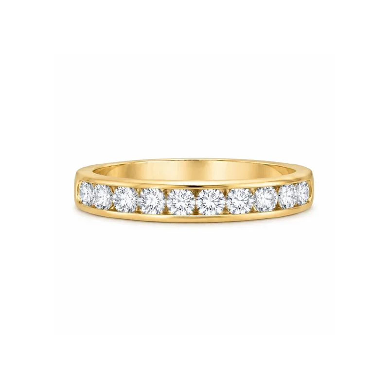 10K Yellow Gold 0.50TDW Diamond Channel Set Semi Eternity Wedding Band