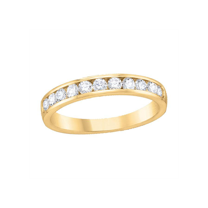 10K Yellow Gold 0.50TDW Diamond Channel Set Semi Eternity Wedding Band
