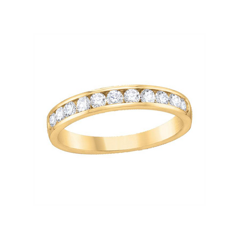 10K Yellow Gold 0.50TDW Diamond Channel Set Semi Eternity Wedding Band