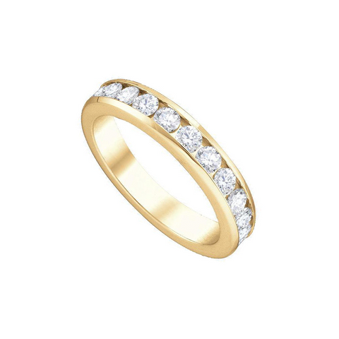 10K Yellow Gold 0.50TDW Diamond Channel Set Semi Eternity Wedding Band