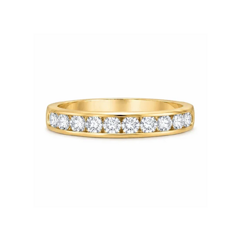 10K Yellow Gold 0.50TDW Diamond Channel Set Semi Eternity Wedding Band