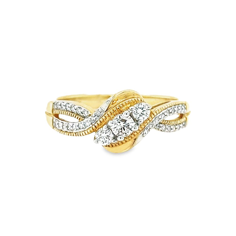 14K Yellow Gold Diamond Engagement Ring with 0.33 Total Diamond Weight